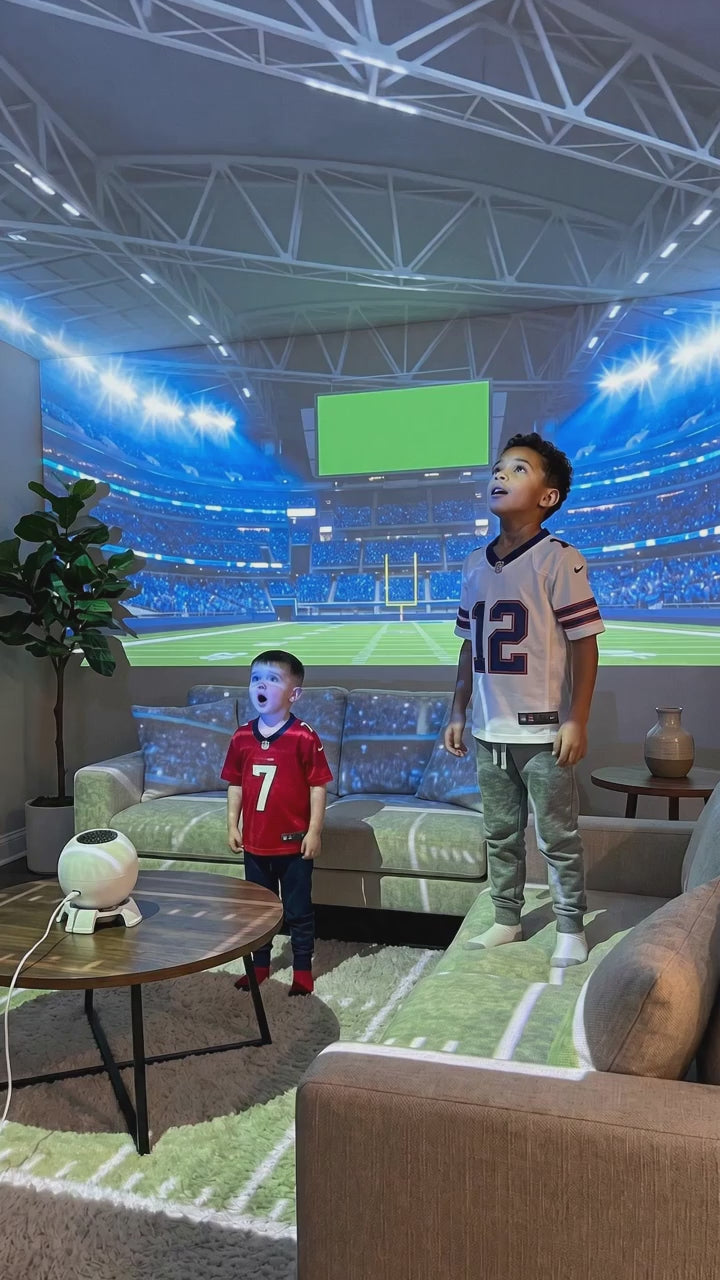 Living room turned into a night stadium